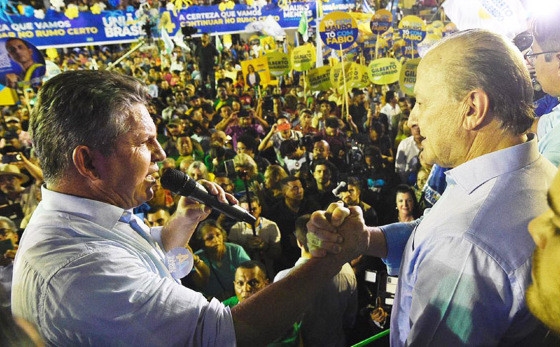 Mauro Mendes e Otaviano Pivetta tiveram as candidaturas homologadas em convenções, na sexta-feira (5), em Cuiabá