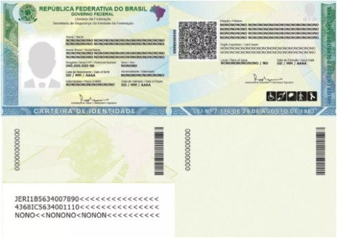 Novo modelo da carteira de identidade brasileira  Foto: DOU/Reproduo
