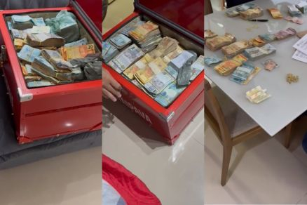 A caixa trmica repleta de dinheiro foi encontrada na casa de um dos alvos