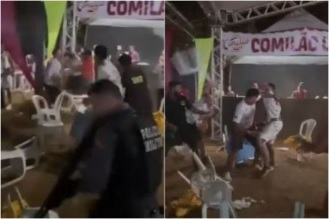 Policiais militares e seguranas do evento apartaram a confuso