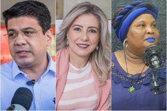 Os pr-candidatos a prefeito de Vrzea Grande: Kalil Baracat, Flvia Moretti e Leliane Borges