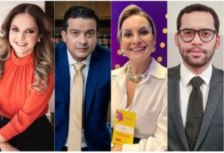 A presidente Gisela Cardos, Pedro Paulo, Xnia Guerra e Pedro Henrique, que disputam a OAB-MT