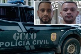 Viatura da GCCO; em detalhe Gilmar Reis da Silva e Thiago Augusto Falco de Oliveira, que esto foragidos
