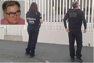 Policiais que atuaram na opera��o e o ex-vereador Gon�alo Ferreira de Almeida (detalhe)