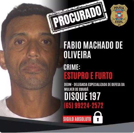 Fbio Machado de Oliveira est sendo procurado suspeito de dopar e abusar de mulheres em Cuiab  Foto: Polcia Civil de Mato Grosso