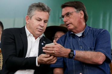 O governador Mauro Mendes e o presidente Jair Bolsonaro