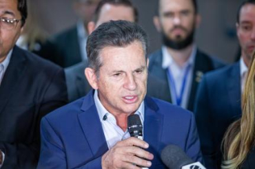 O governador Mauro Mendes, que defendeu a continuidade da gest�o