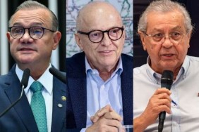 O senador Wellington Fagundes, o vice-governador Otaviano Pivetta e o senador Jayme Campos: corrida ao Paiagu�s