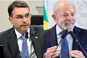 O senador Fl�vio Bolsonaro e o presidente Lula: disputa a presid�ncia