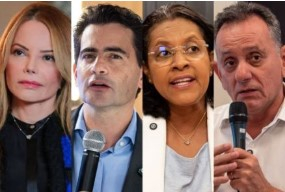 Os pr�-candidatos da federa��o governista: Virginia Mendes, F�bio Garcia, Gisela Simona e Nilson Leit�o
