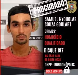 A Justi�a decretou a pris�o preventiva dele, mas, at� esta quinta-feira (14), o suspeito n�o havia sido localizado. � Foto: PJC-MT