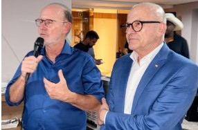 O presidente do PSDB, Carlos Avalone, e o governador Otaviano Pivetta