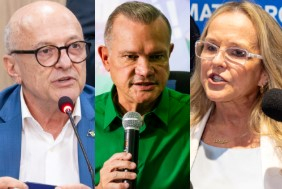 O governador Otaviano Pivetta, o senador Wellington Fagundes e a m�dica Natasha Slhessarenko: corrida pelo Pal�cio Paiagu�s