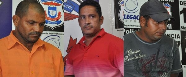 Paulo Ferreria (assassino confesso - esquerda), Rogrio Silva Amorim (mandante do crime - centro) e Carlos Alexandre