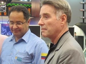 Eike Batista e o diretor-presidente da CCX, Leonardo Moretzsohn, na 