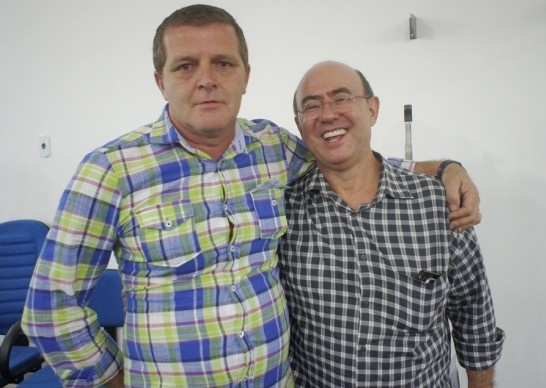 Presidente do PSD de Nova Mutum, Godoberto Dreher e o lder do partido em MT, Jos Riva durante encontro em Diamantino