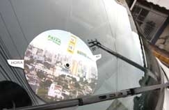 Novo disco da Faixa Verde, no centro de Cuiab: muitos motoristas esto estranhando o sistema, que agora  informatizado