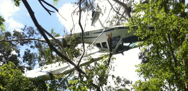 Avio ultraleve ficou preso s rvores em Baixo Guandu, no ES.