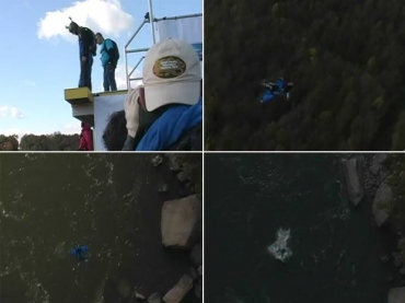 Christopher Brewer, de 27 anos, sobreviveu a um salto de base jump depois que se paraquedas no abriu.