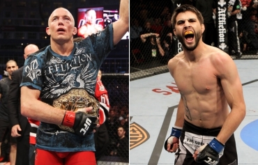 Georges St. Pierre ( esquerda) defende seu ttulo diante do jovem e promissor americano Carlos Condit em outubro