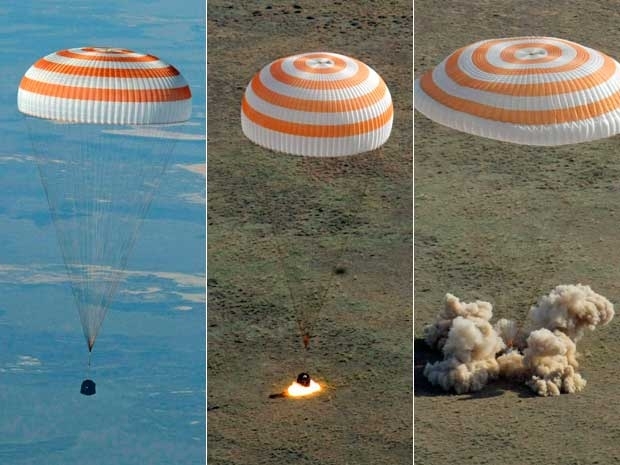 russa Soyuz TMA-20, com trs tripulantes, pousa em segurana no Cazaquisto