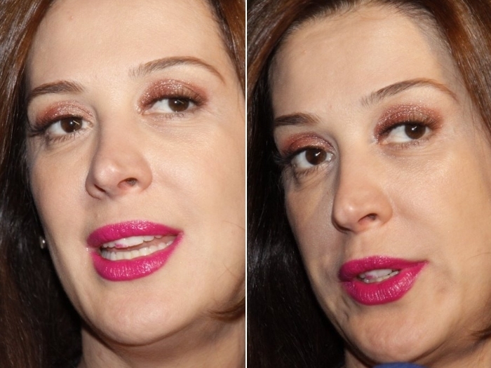 Claudia Raia surge em evento com dentes sujo de batom; segundo maquiadora erro pode ser evitado com leno de papel
