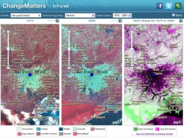 Site mostra imagens de satlite do So Paulo em 1975 e 2005 e mostra as reas degradadas no Estado
