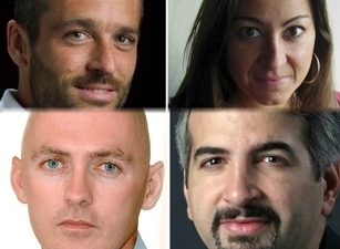 Fotos dos quatro jornalistas desaparecidos: Tyler Hicks, Lynsey Addario, Stephen Farrell e Anthony Shadid.